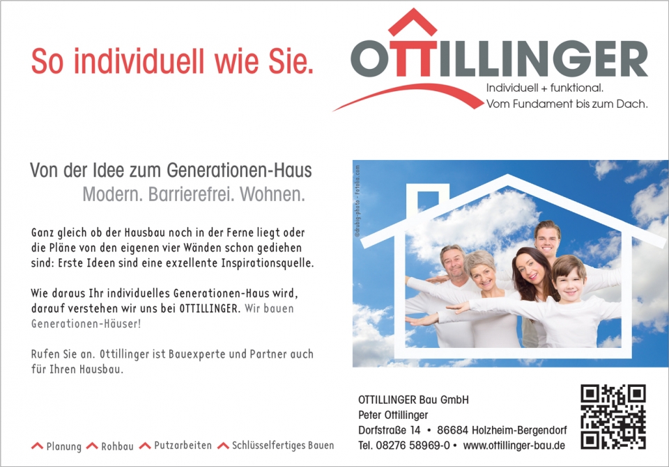 Anzeigenkampagne für Ottillinger-Bau GmbH von Werbeagentur Kontur aus Freudenstadt im Schwarzwald