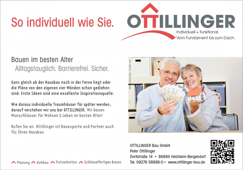 Anzeigenkampagne für Ottillinger-Bau GmbH von Werbeagentur Kontur aus Freudenstadt im Schwarzwald