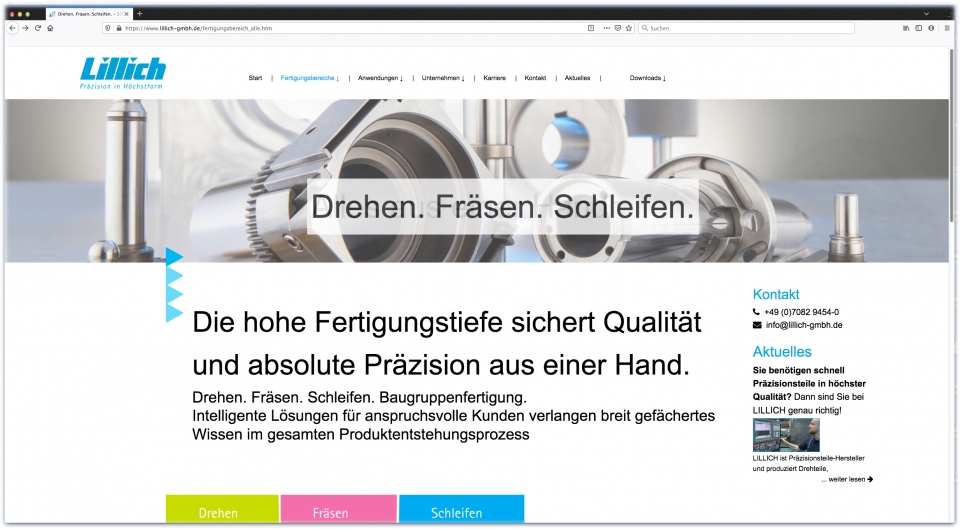 Moderne Website – responsives Webdesign für Willy Lillich GmbH Präzisionsschleiferei von KONTUR Freu