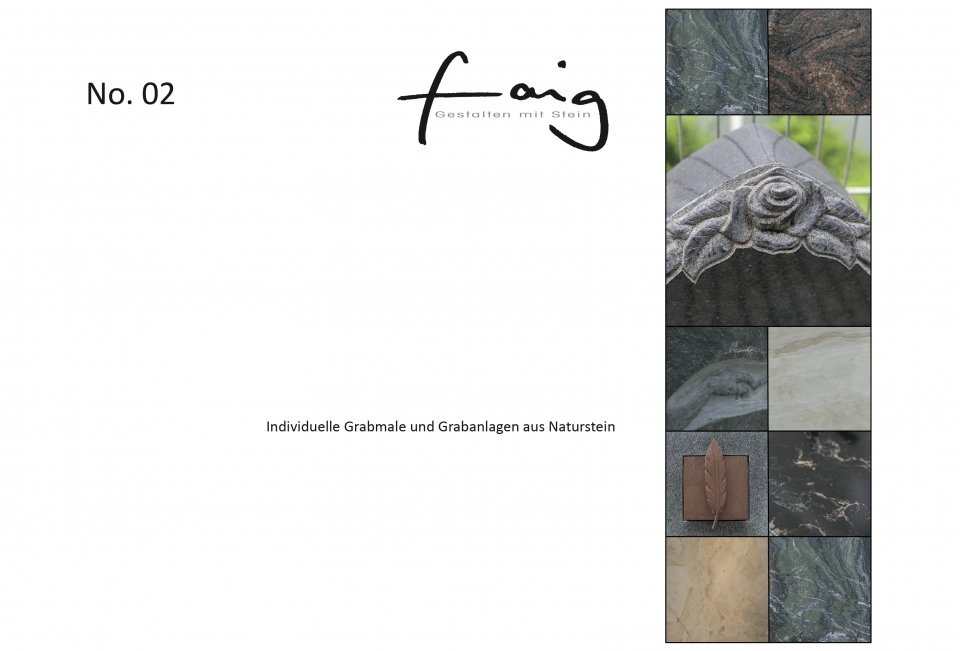 Imagebroschüre Grabstein Gestaltung von Steinmetzbetrieb Faig, Rain am Lech - Werbeagentur KONTUR 